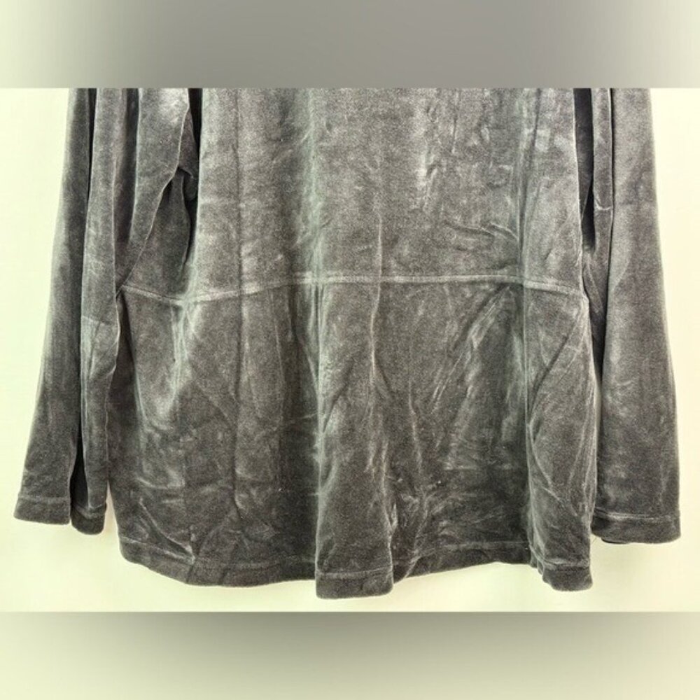 CHICOS Zenergy Black Velour Funnel-Neck Tunic Pullover Drawstring Cozy Size 3(L) - Picture 9 of 13